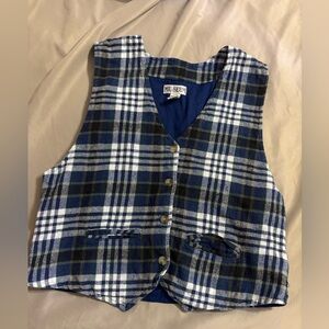 Vintage Plaid Button-Front Vest — Museum Brand (M)